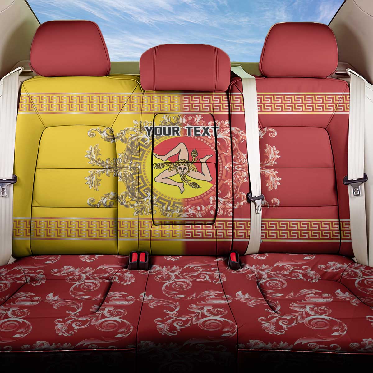 Personalized Italy Sicily Back Car Seat Cover Baroque Motif