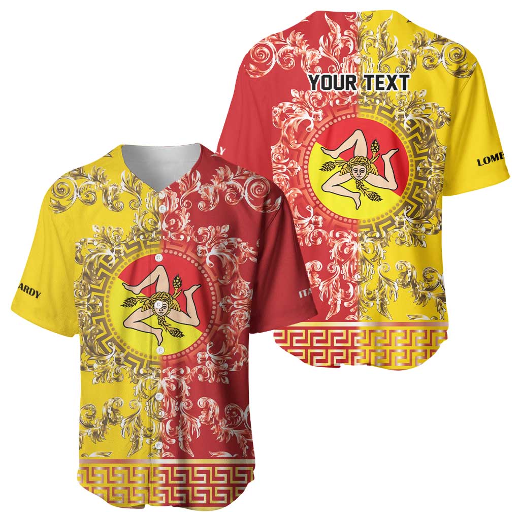 Personalized Italy Sicily Baseball Jersey Baroque Motif