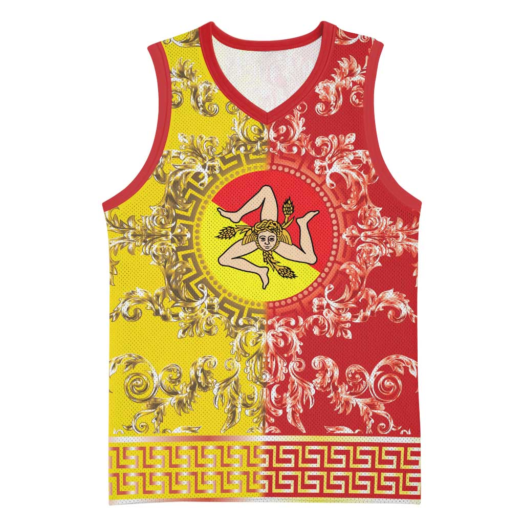 Personalized Italy Sicily Basketball Jersey Baroque Motif