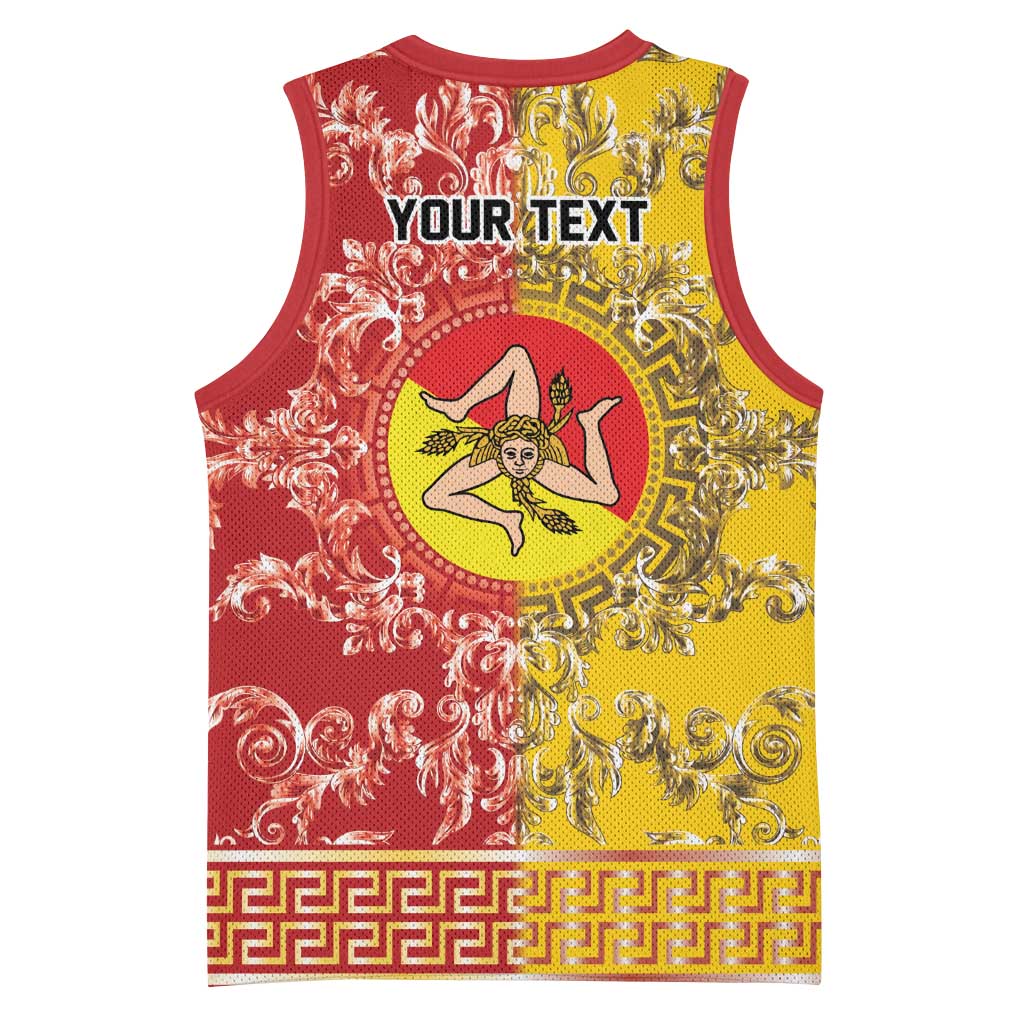 Personalized Italy Sicily Basketball Jersey Baroque Motif