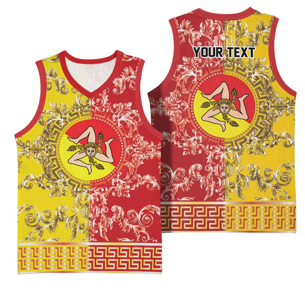 Personalized Italy Sicily Basketball Jersey Baroque Motif