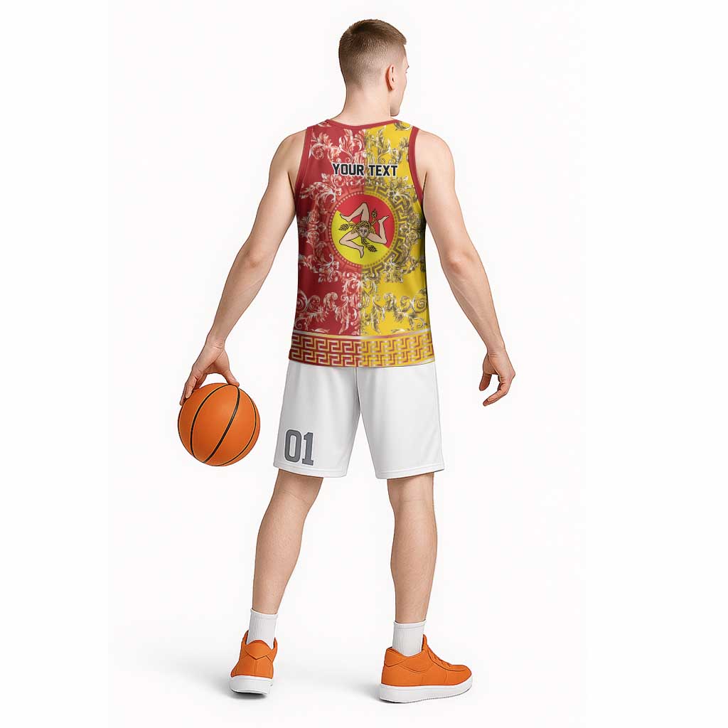 Personalized Italy Sicily Basketball Jersey Baroque Motif