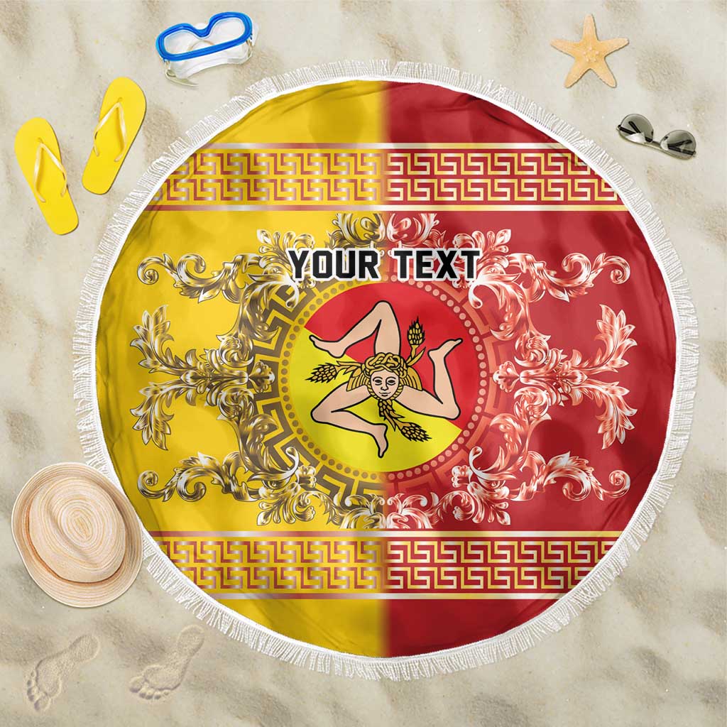 Personalized Italy Sicily Beach Blanket Baroque Motif