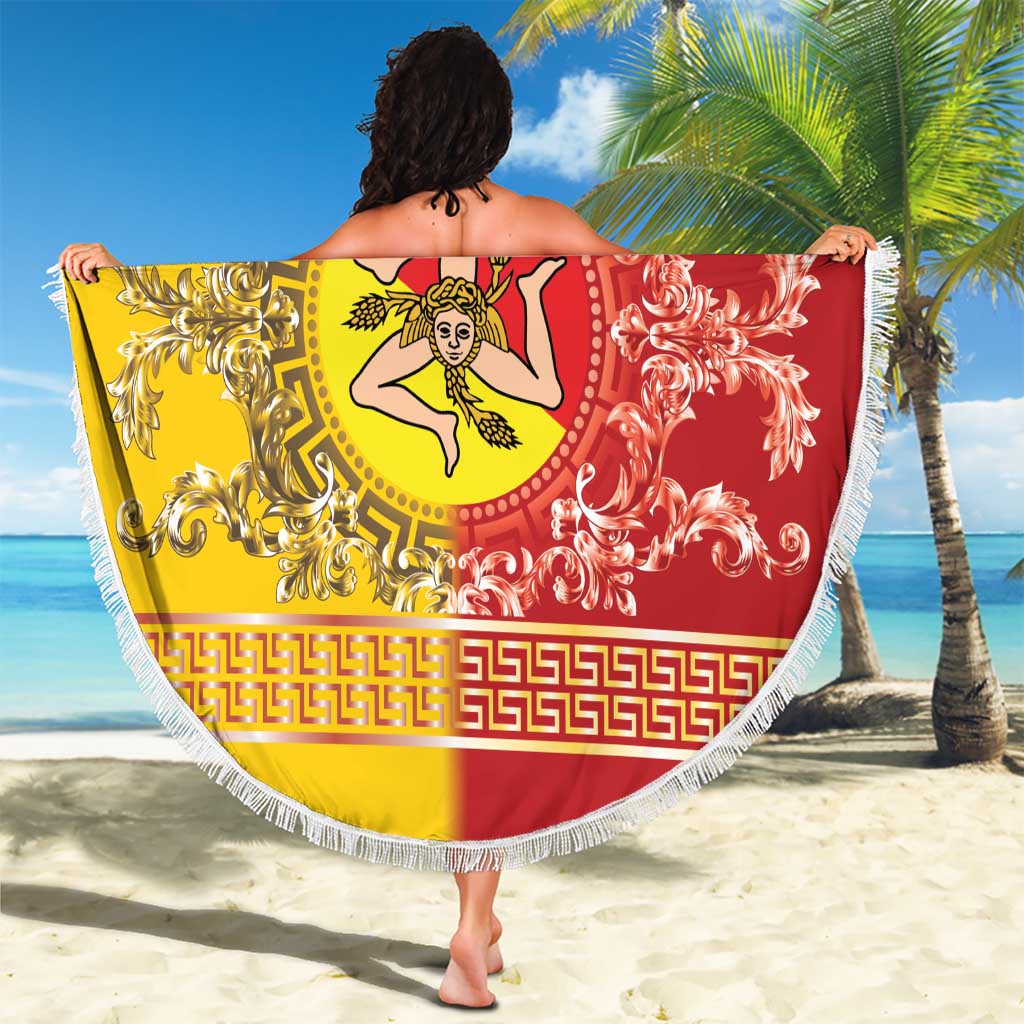 Personalized Italy Sicily Beach Blanket Baroque Motif