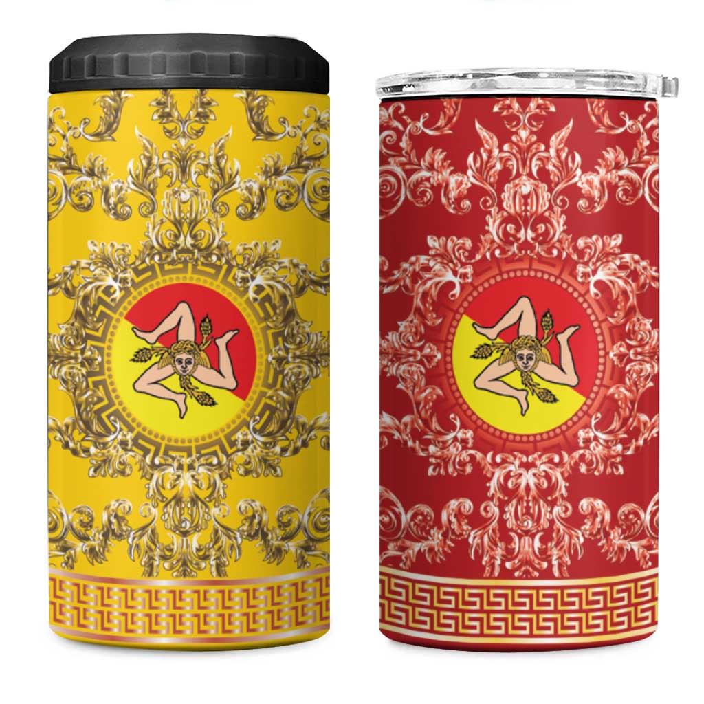 Personalized Italy Sicily 4 in 1 Can Cooler Tumbler Baroque Motif