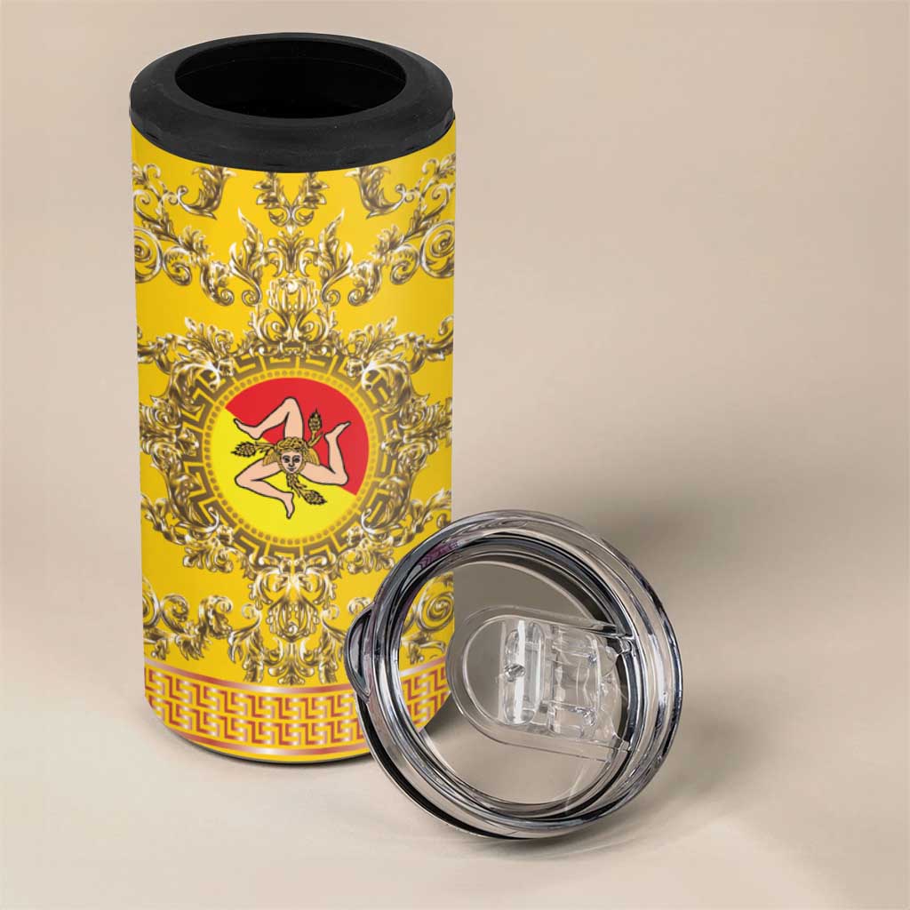 Personalized Italy Sicily 4 in 1 Can Cooler Tumbler Baroque Motif