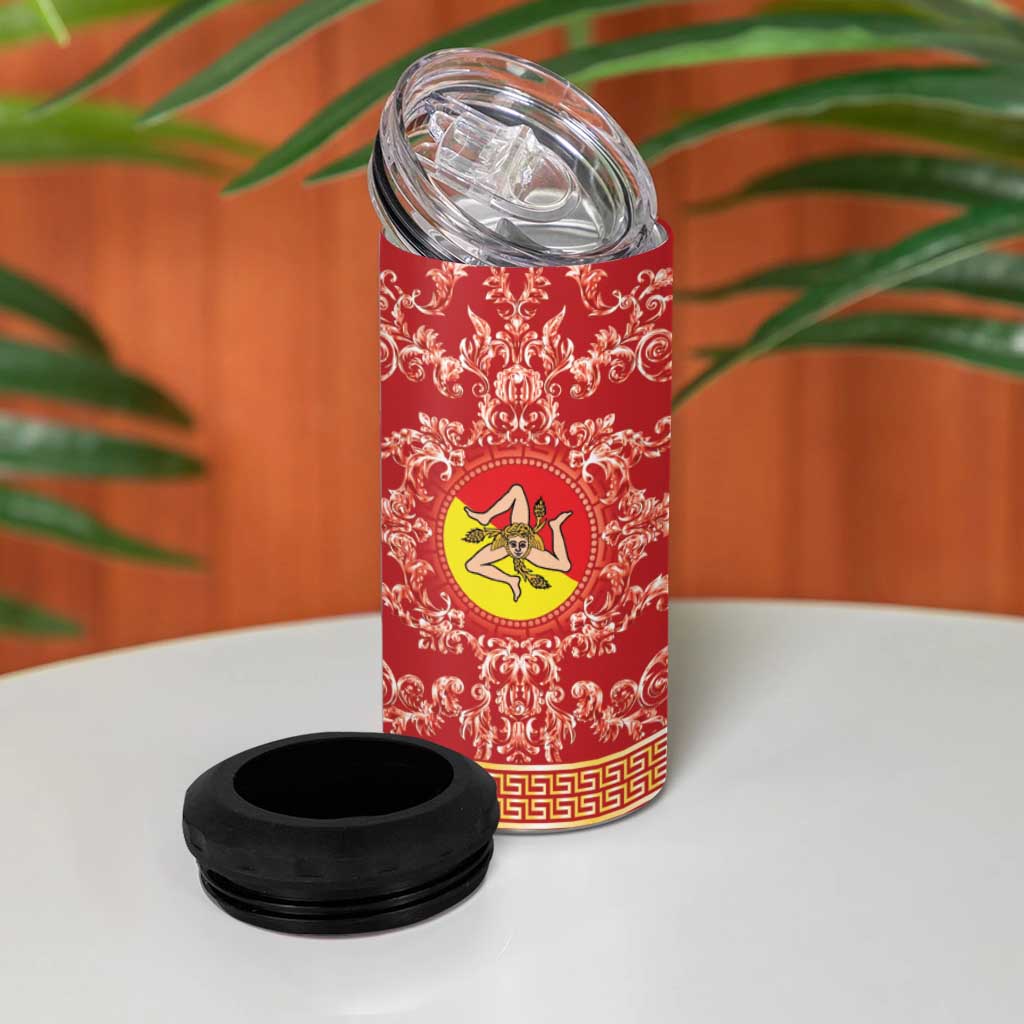 Personalized Italy Sicily 4 in 1 Can Cooler Tumbler Baroque Motif