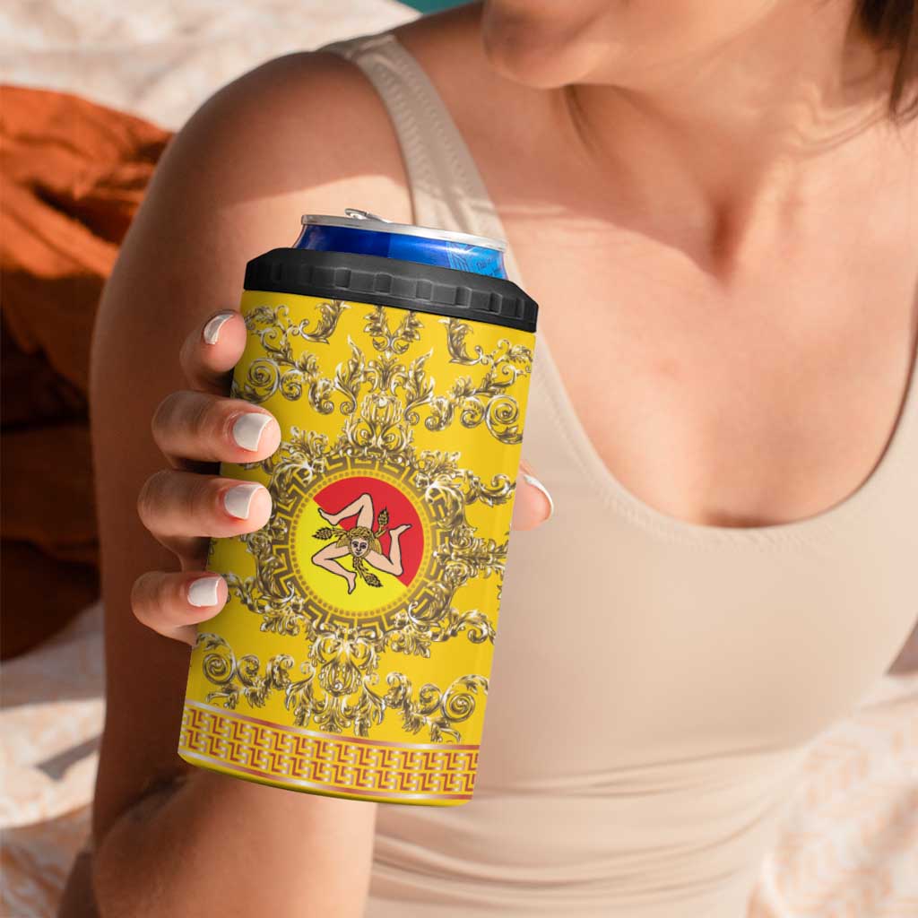 Personalized Italy Sicily 4 in 1 Can Cooler Tumbler Baroque Motif