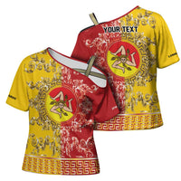 Personalized Italy Sicily Cross Shoulder Shirt Baroque Motif