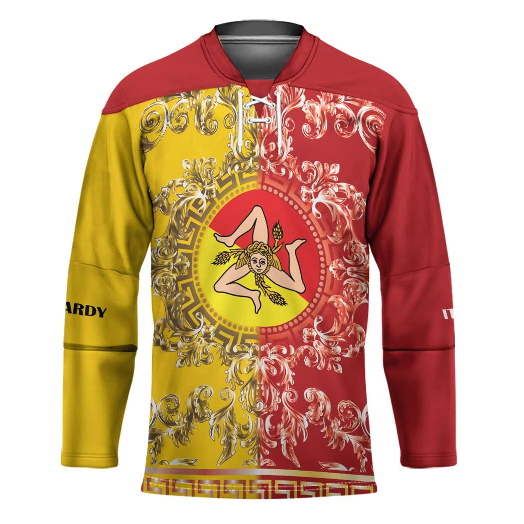 Personalized Italy Sicily Hockey Jersey Baroque Motif