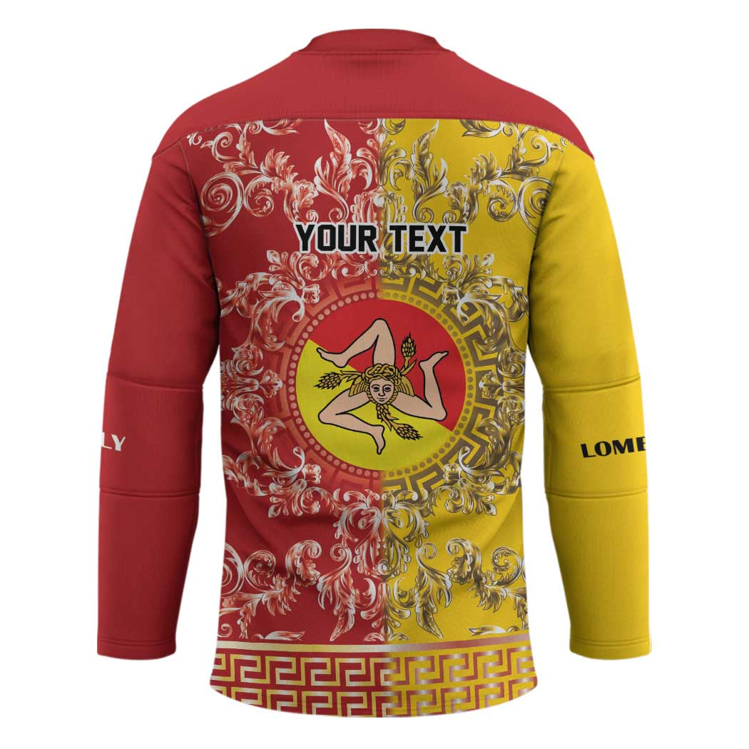 Personalized Italy Sicily Hockey Jersey Baroque Motif