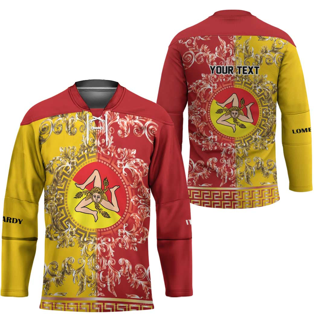 Personalized Italy Sicily Hockey Jersey Baroque Motif