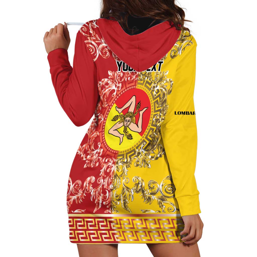 Personalized Italy Sicily Hoodie Dress Baroque Motif