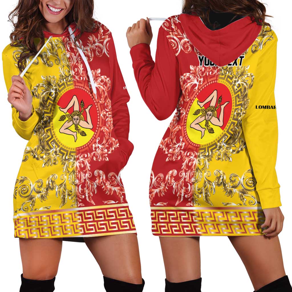 Personalized Italy Sicily Hoodie Dress Baroque Motif