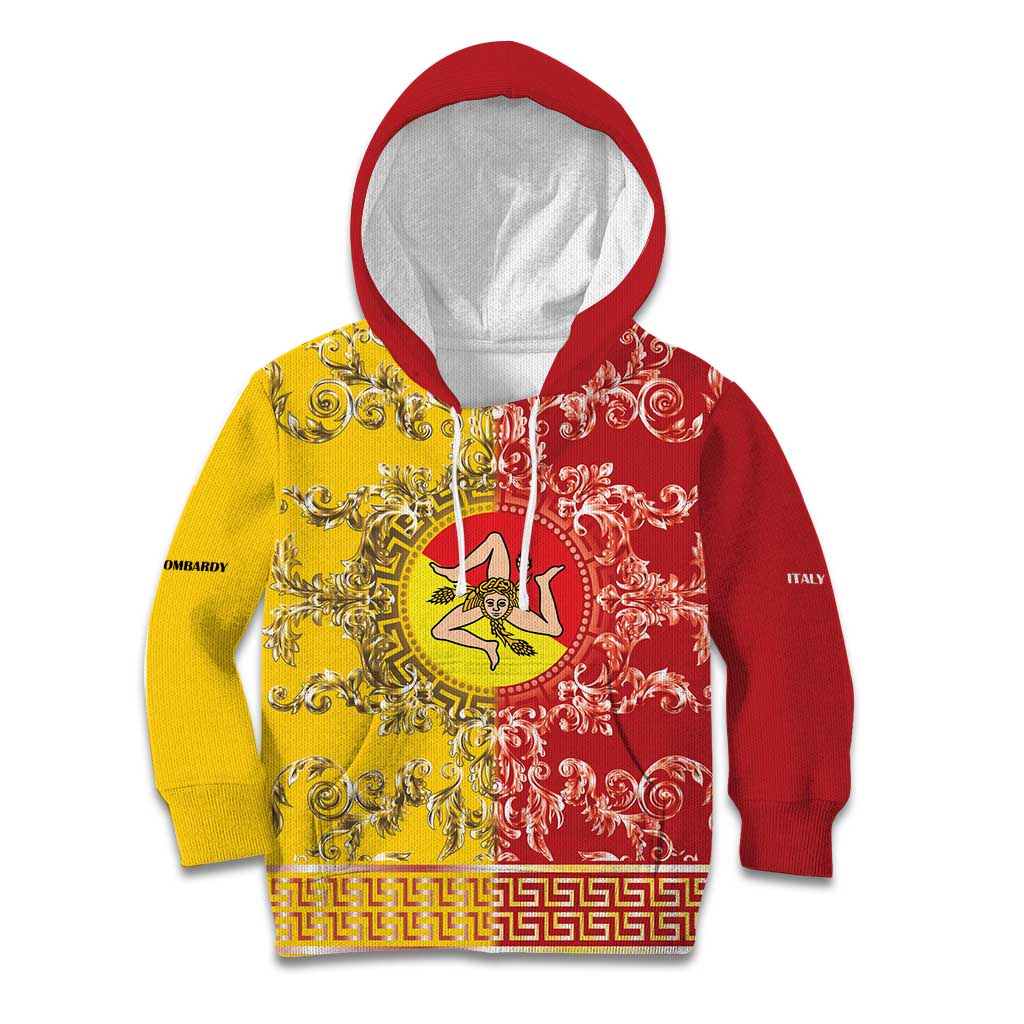 Personalized Italy Sicily Kid Hoodie Baroque Motif