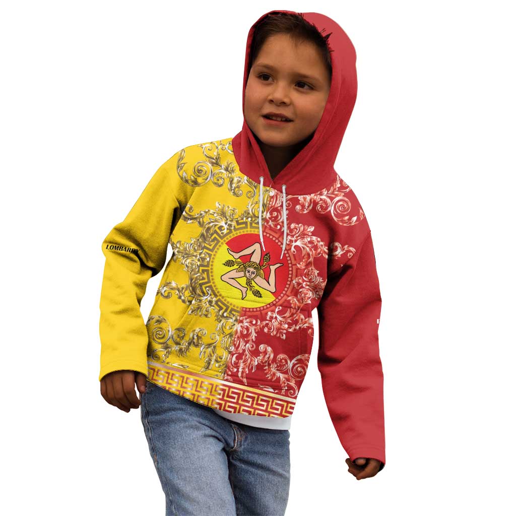 Personalized Italy Sicily Kid Hoodie Baroque Motif