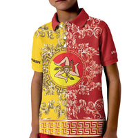 Personalized Italy Sicily Kid Polo Shirt Baroque Motif