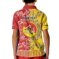 Personalized Italy Sicily Kid Polo Shirt Baroque Motif