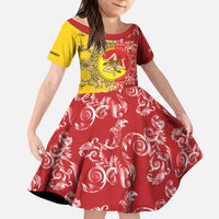 Personalized Italy Sicily Kid Short Sleeve Dress Baroque Motif