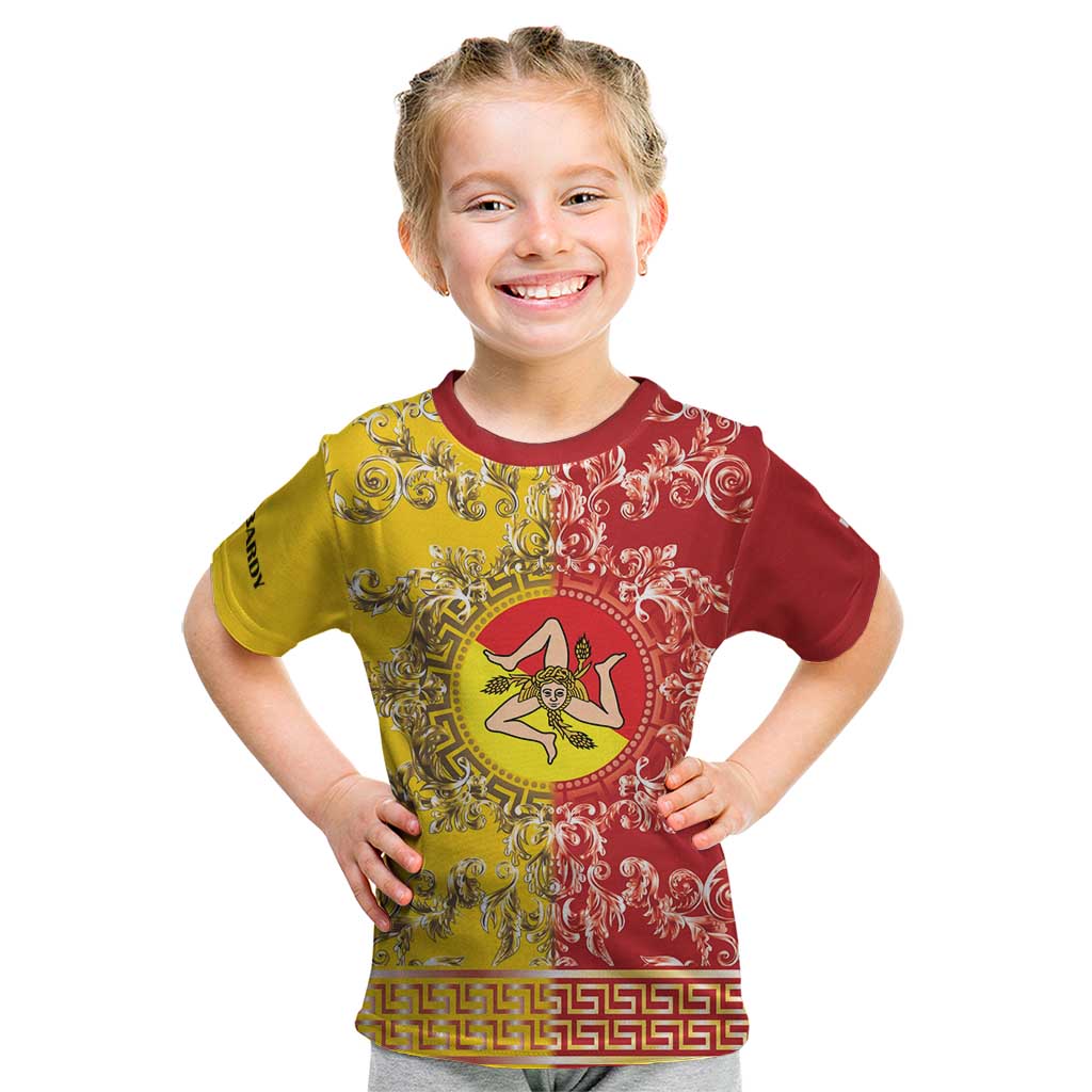 Personalized Italy Sicily Kid T Shirt Baroque Motif
