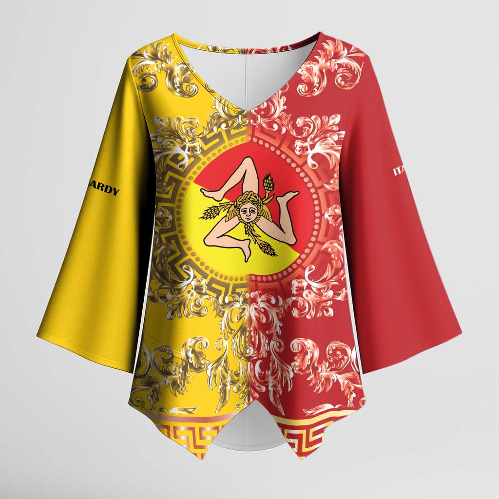 Personalized Italy Sicily Kimono Sleeve Blouse Baroque Motif