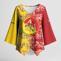 Personalized Italy Sicily Kimono Sleeve Blouse Baroque Motif