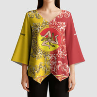 Personalized Italy Sicily Kimono Sleeve Blouse Baroque Motif