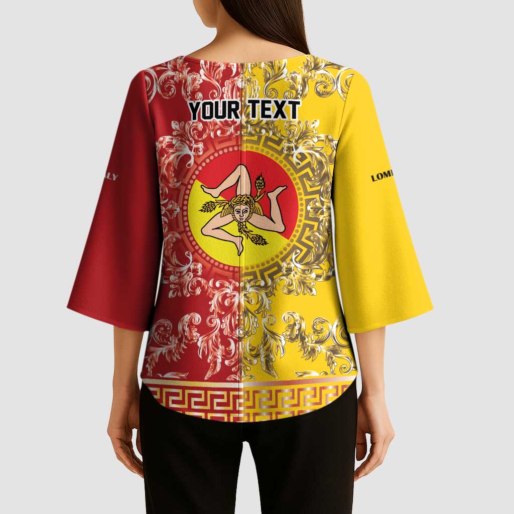Personalized Italy Sicily Kimono Sleeve Blouse Baroque Motif