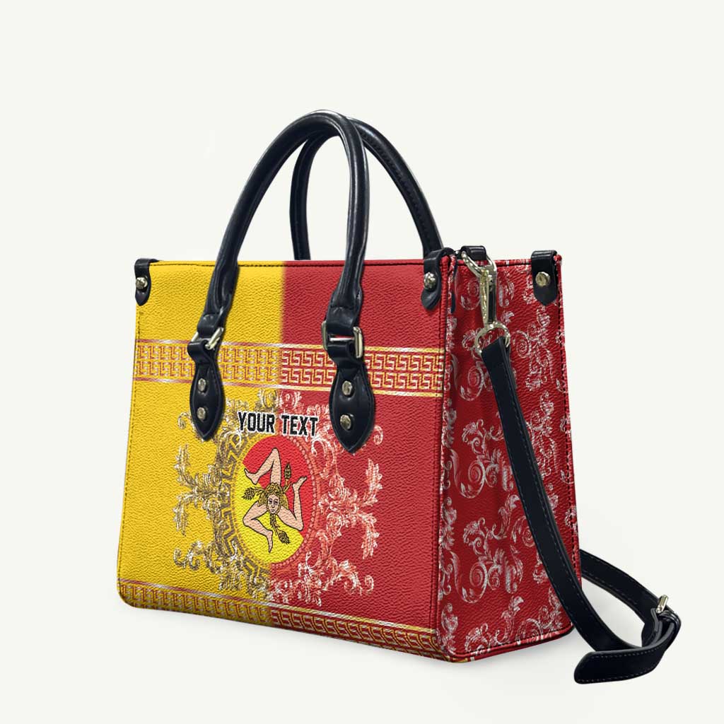 Personalized Italy Sicily Leather Bag Baroque Motif