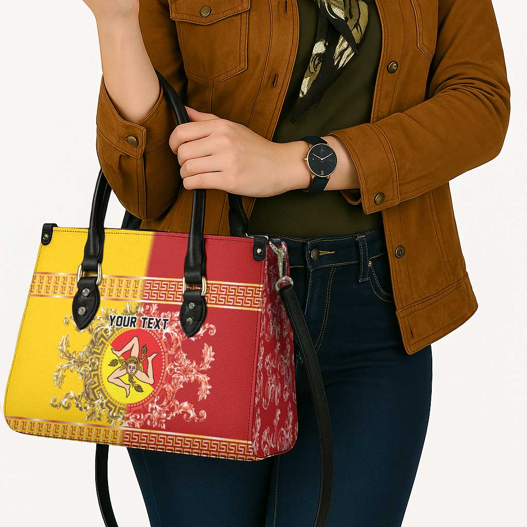 Personalized Italy Sicily Leather Bag Baroque Motif