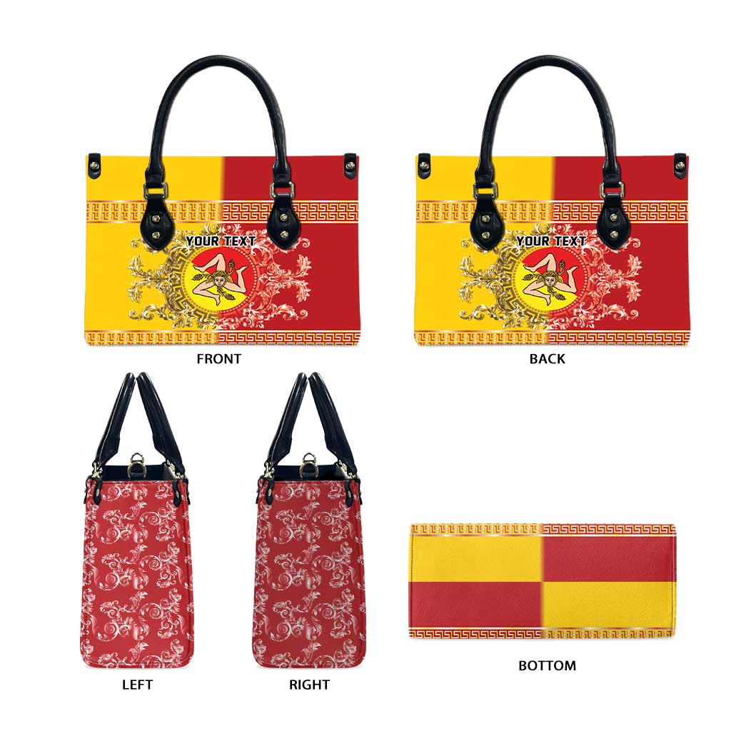 Personalized Italy Sicily Leather Bag Baroque Motif