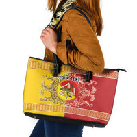 Personalized Italy Sicily Leather Tote Bag Baroque Motif