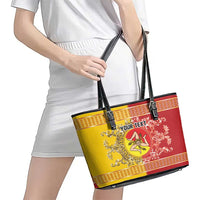 Personalized Italy Sicily Leather Tote Bag Baroque Motif