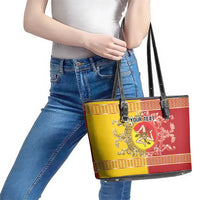 Personalized Italy Sicily Leather Tote Bag Baroque Motif