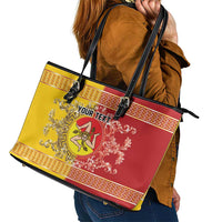 Personalized Italy Sicily Leather Tote Bag Baroque Motif