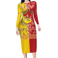 Personalized Italy Sicily Long Sleeve Bodycon Dress Baroque Motif