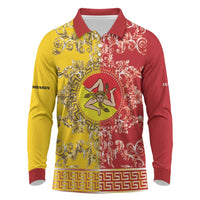 Personalized Italy Sicily Long Sleeve Polo Shirt Baroque Motif