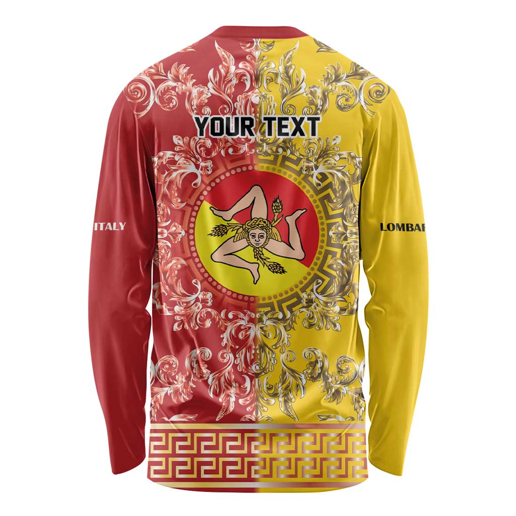 Personalized Italy Sicily Long Sleeve Shirt Baroque Motif