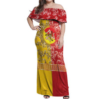 Personalized Italy Sicily Off Shoulder Maxi Dress Baroque Motif