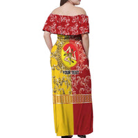 Personalized Italy Sicily Off Shoulder Maxi Dress Baroque Motif