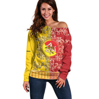 Personalized Italy Sicily Off Shoulder Sweater Baroque Motif