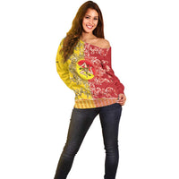 Personalized Italy Sicily Off Shoulder Sweater Baroque Motif