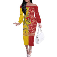 Personalized Italy Sicily Off The Shoulder Long Sleeve Dress Baroque Motif
