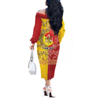 Personalized Italy Sicily Off The Shoulder Long Sleeve Dress Baroque Motif