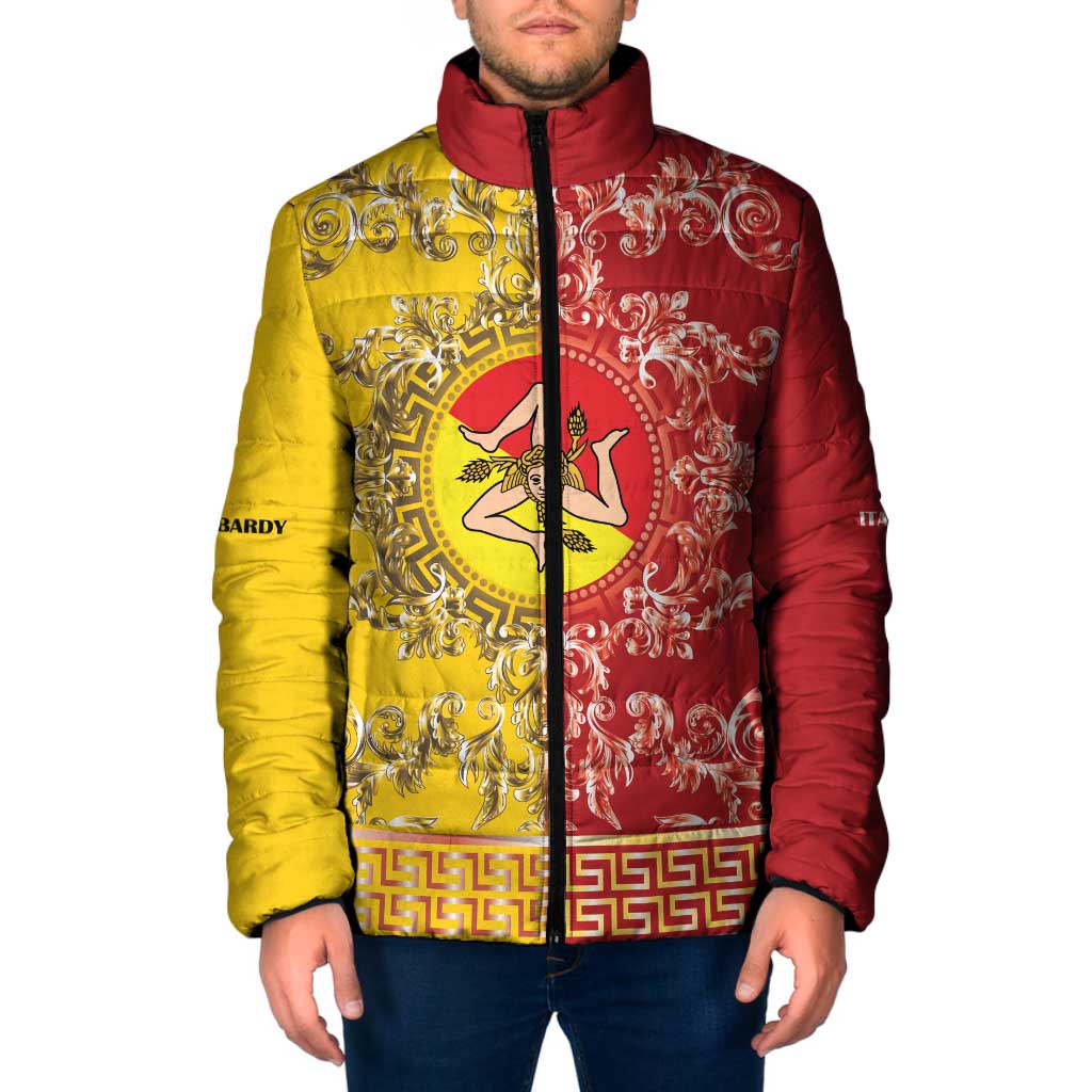Personalized Italy Sicily Padded Jacket Baroque Motif