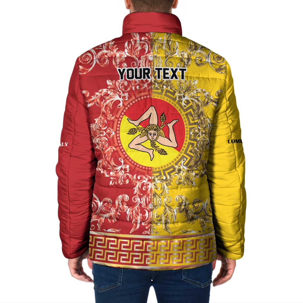 Personalized Italy Sicily Padded Jacket Baroque Motif