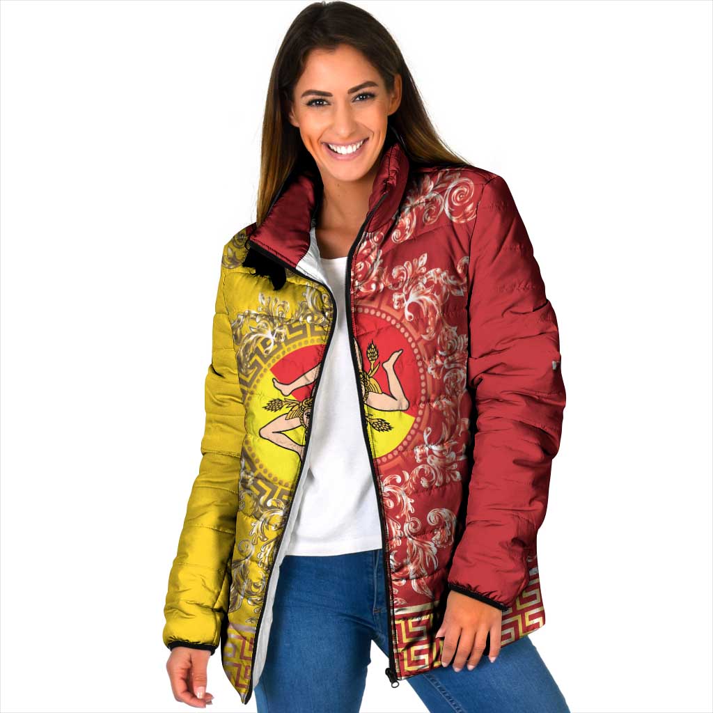 Personalized Italy Sicily Padded Jacket Baroque Motif