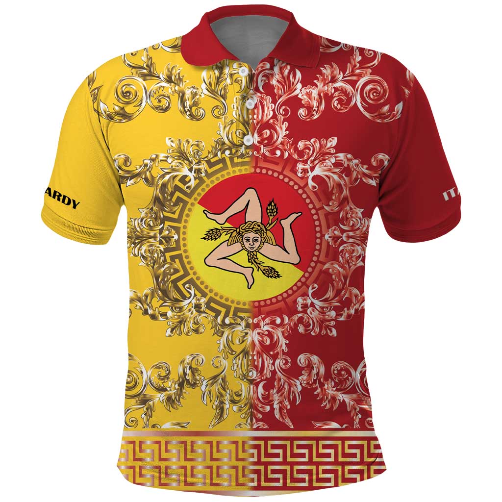 Personalized Italy Sicily Polo Shirt Baroque Motif
