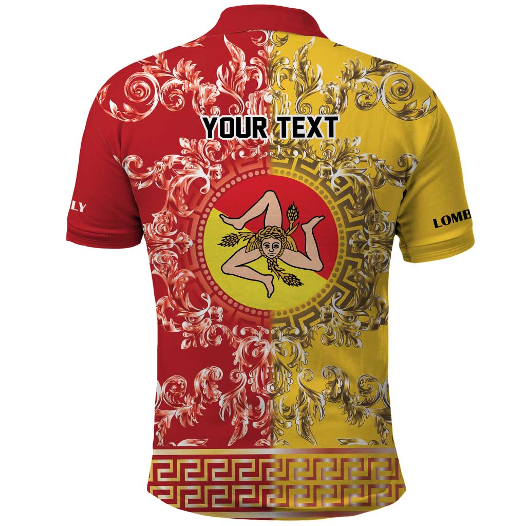 Personalized Italy Sicily Polo Shirt Baroque Motif