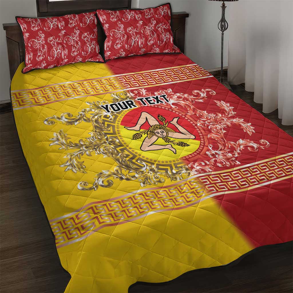 Personalized Italy Sicily Quilt Bed Set Baroque Motif